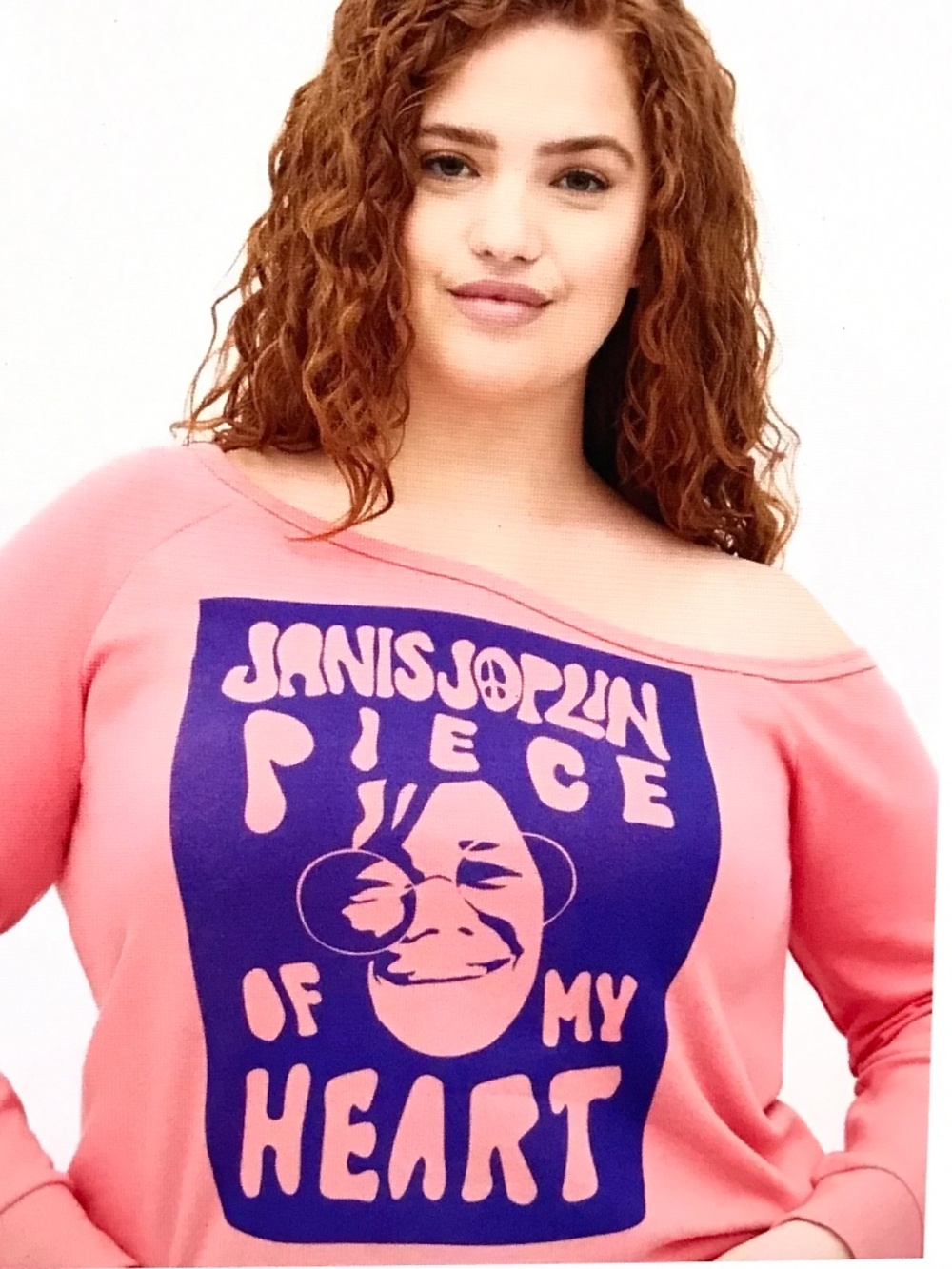 TORRID Off-Shoulder Sweatshirt Janis Joplin Pink Women’s Plus Size 3X
